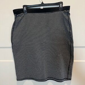 Old Navy Womens Skirt Striped Knit Black Gray Casual Fitted Large L Pencil Skirt